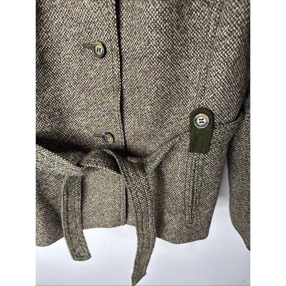 Vintage Lindner Women M Tweed Wool Jacket Green Suede Trim Equestrian 70s German - Picture 3 of 11
